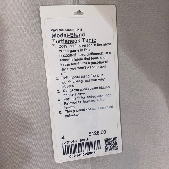Lululemon athletica Model blend turtleneck tunic bone color cream/white/gray sz4 - Picture 8 of 8